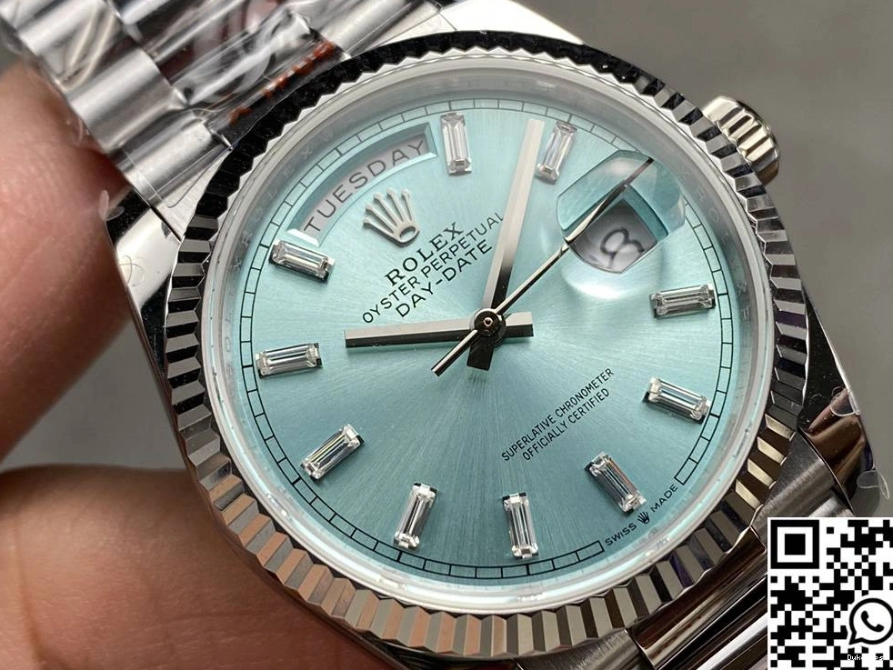 M128236-0009 QF Steel Factory Tungsten 36mm Date Day v5 Rolex Blue Dial 0328